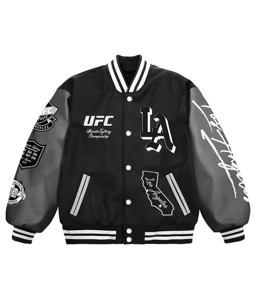 Men's Black UFC 311 Los Angeles Full-Snap Varsity Jacket