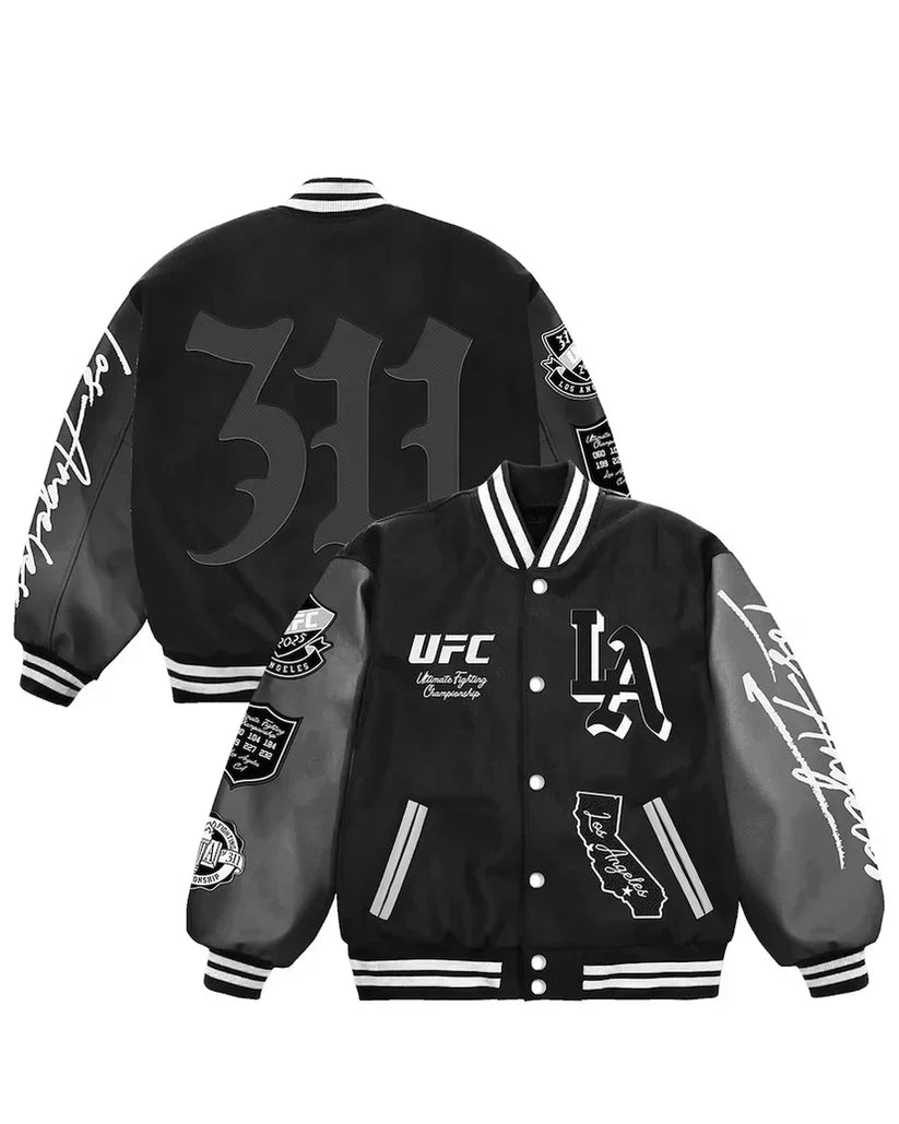 Men's Black UFC 311 Los Angeles Full-Snap Varsity Jacket