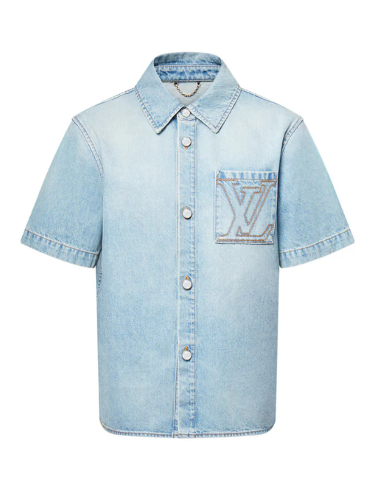 LV Short-Sleeved Denim Shirt